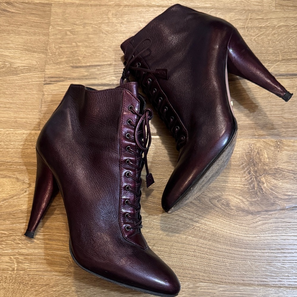 Prada Vintage Dark metallic Burgundy Ankle Boots
